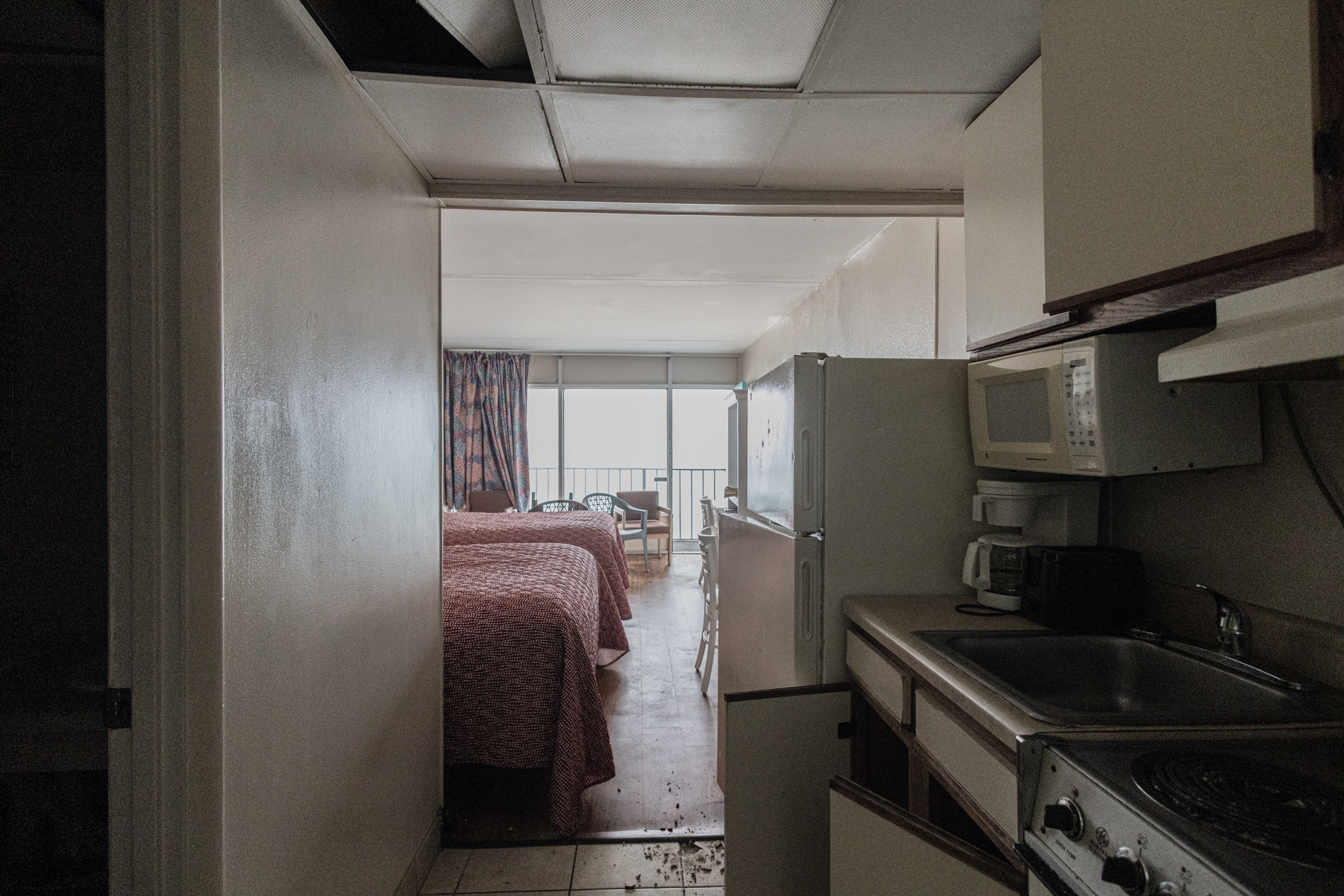 Interior kitchen and room view during North Tower prep